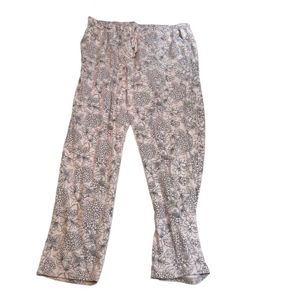 Thalia Sodi Women's XL Pink Floral Pajama Set Short Sleeve Button Up Long Pants - Picture 3 of 9